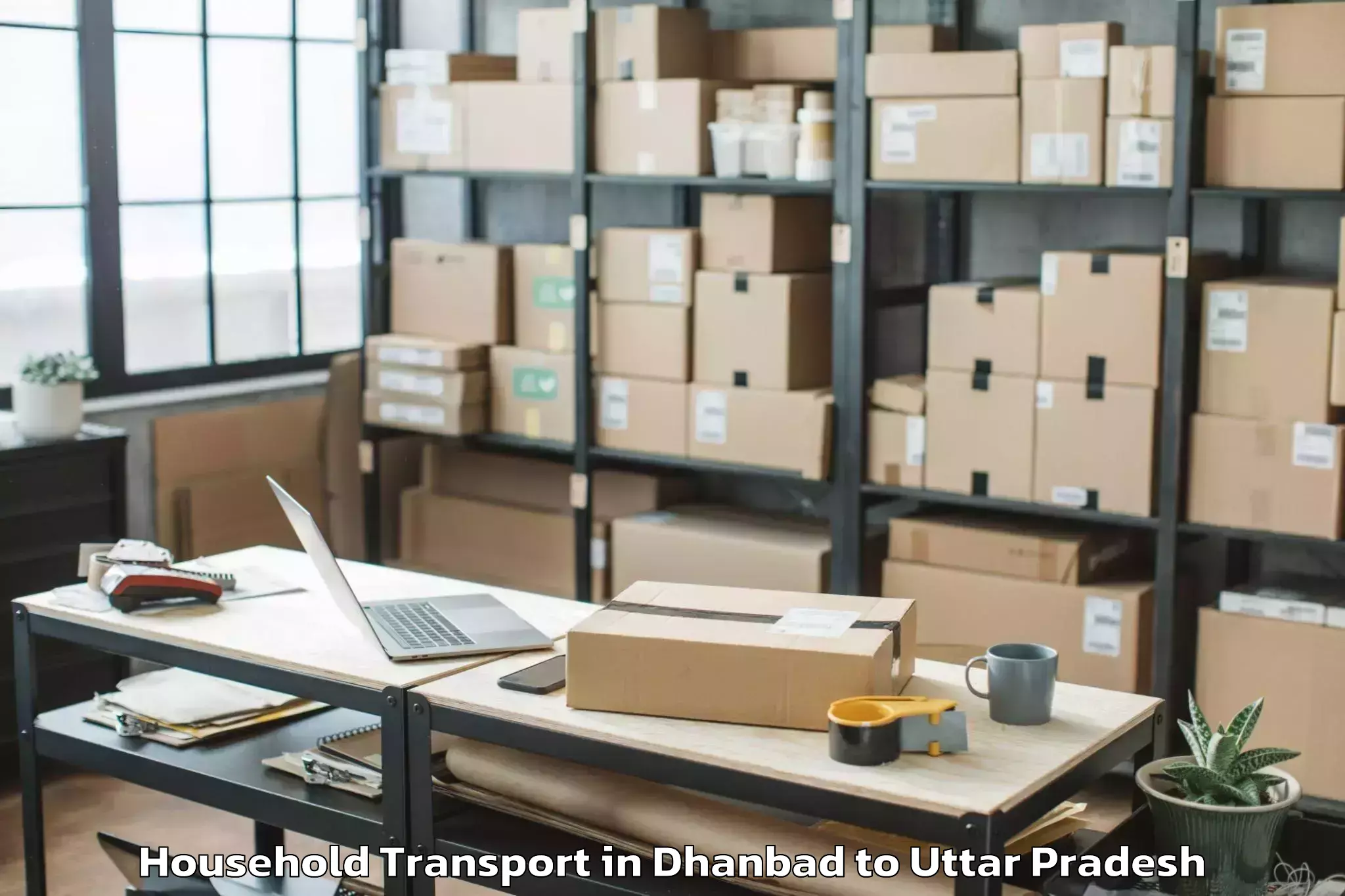 Reliable Dhanbad to Misrikh Household Transport